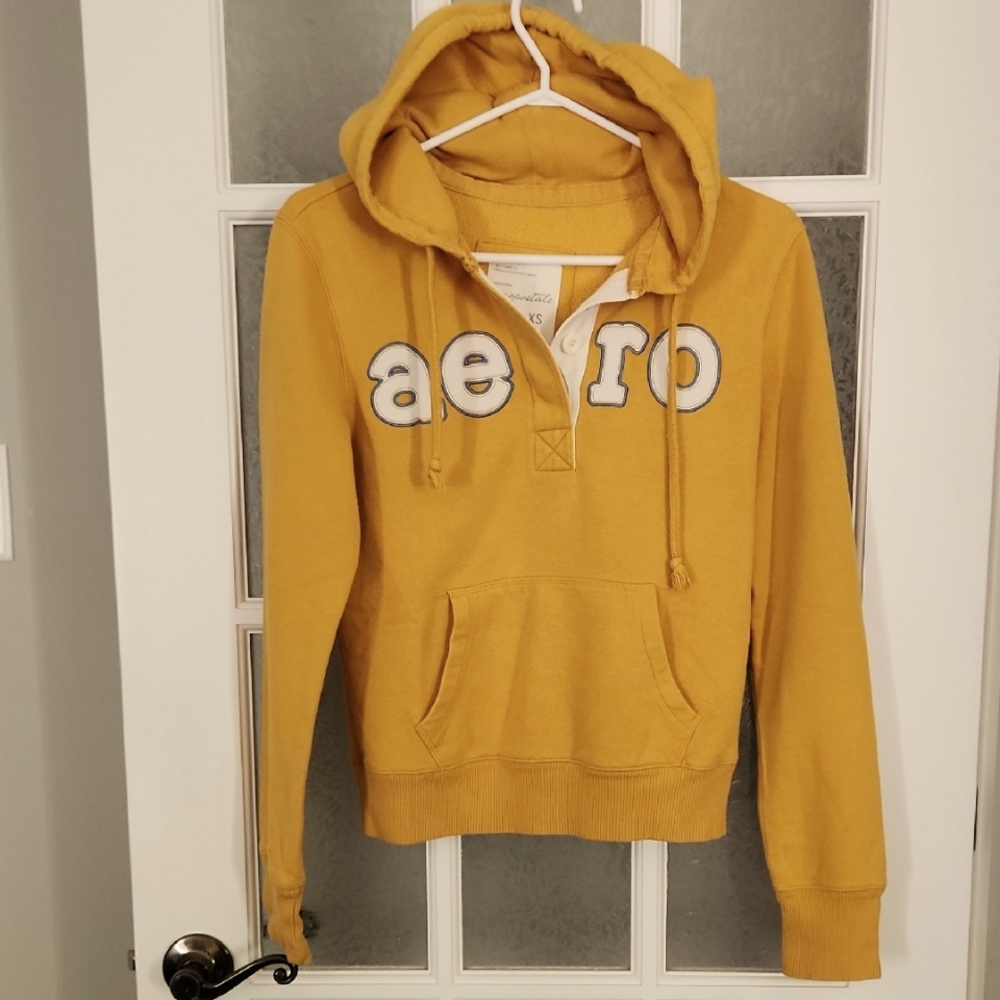 Aeropostale Mustard Yellow Hoodie Sweater